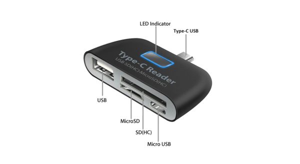 رم ریدرتایپ C چند کارهUSB3.1 با قابلیت خواندن مموری و USB مدل UTC3-1