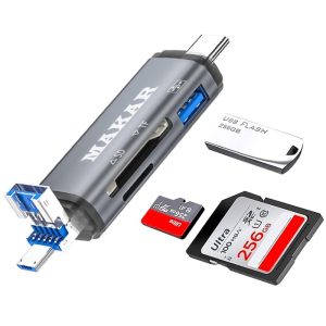 کارت خوان 6 در 1 ماکار مدل 6in1 MK-HU239 با سه نوع رابط USB C، USB و Micro USB پشتیبانی از کارت‌های حافظه متنوع از جمله SD، SDXC، SDHC، MMC، Micro SD، Micro SDXC و Micro SDHC