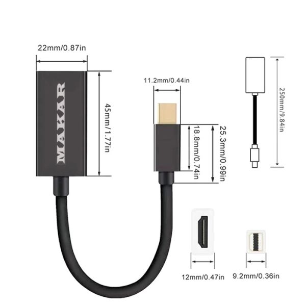 آداپتور Mini DisplayPort به HDMI ماکار مدل MK-CN242 کیفیت تصویر 4K، سازگاری گسترده و طراحی قابل حمل برای اتصال بی‌نقص دستگاه‌های مک و ویندوزی