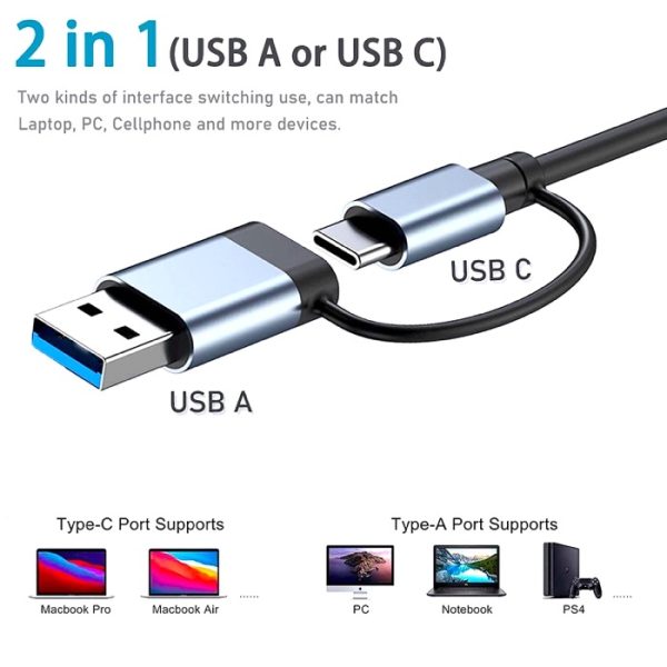 هاب 7 پورت و 2 سر USB 3.0 و USB2.0 ماکار مدل MK-HU236 دارای سری‌های USB و Type-c0