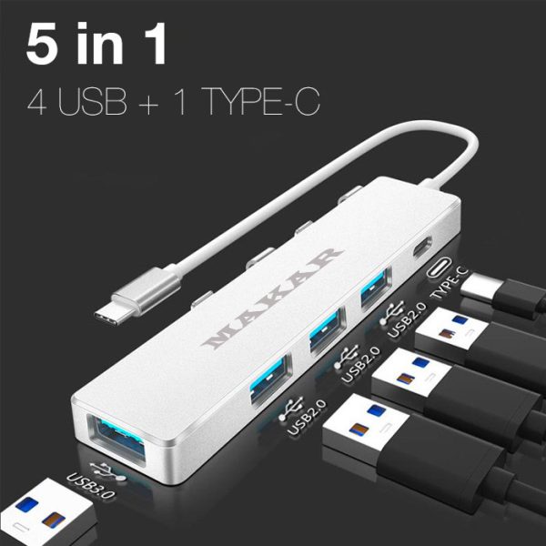 هاب Type-C به USB پنج پورت USB2.0 و USB3.0 ماکار مدل MK-HU238