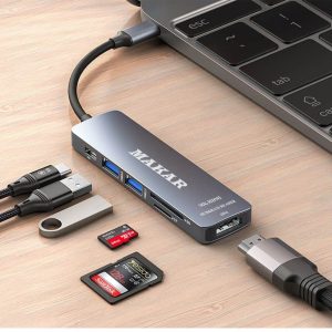 هاب و کارت خوان 6 پورت USB-C به HDMI ماکار مدل 6in1 MK-HDMI