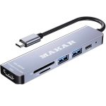 هاب و کارت خوان 6 پورت USB-C ماکار مدل 6in1 MK-HDMI